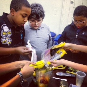 Creating their own power smoothie recipe!